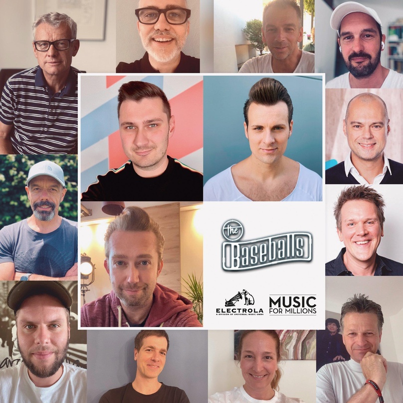 Gemeinsam im Einsatz für die "Hot Shots": The Baseballs und ihre Partner