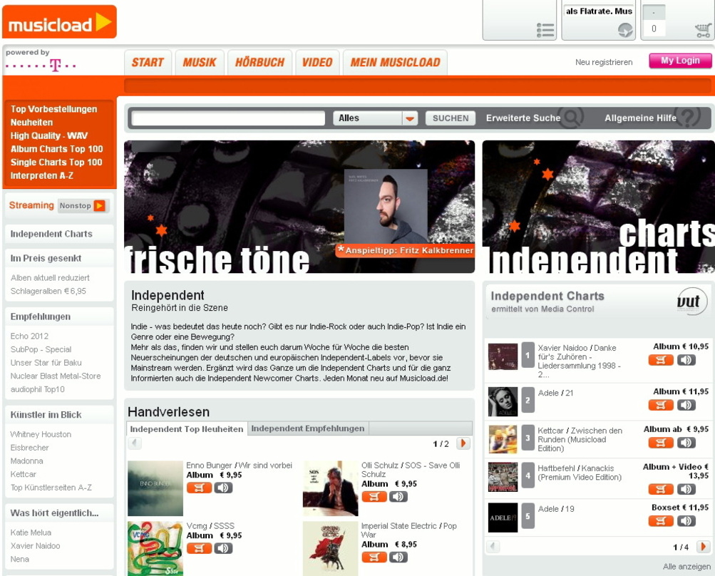 Stellt Indie-Künstler in den Fokus: die Indie-Sonderseite von Musicload