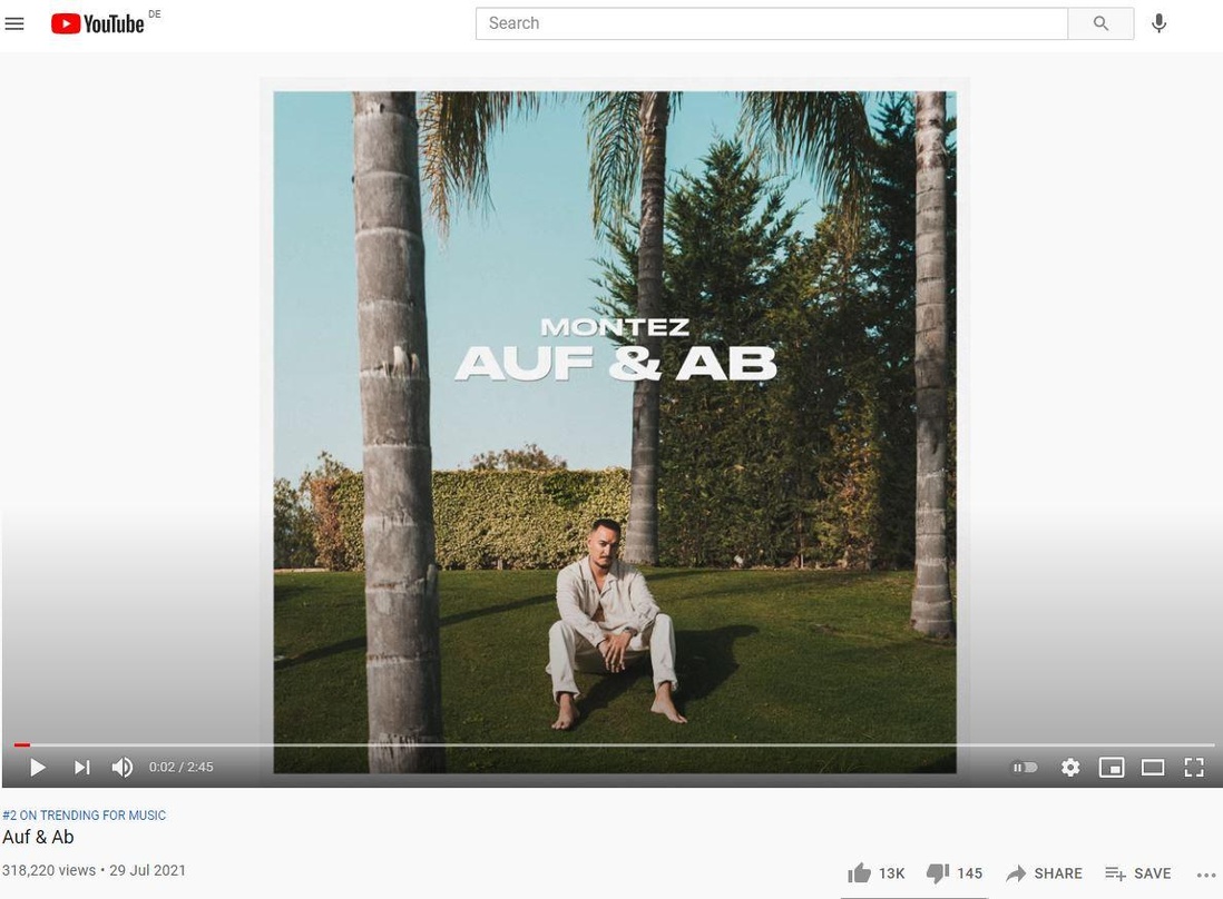 Landete am Wochenende bei YouTube und Spotify auf Platz drei: Montez mit "Auf & Ab"