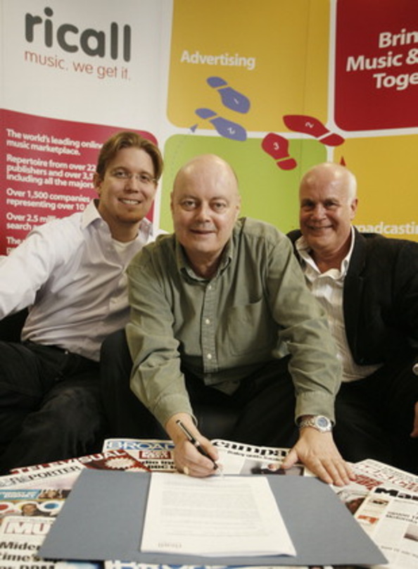 Partner (v.l.n.r.): Ricall-CEO Richard Corbett, Steve Ashford (Synch Licensing Sony BMG) und Paul Lynton (Business Affairs Ricall)