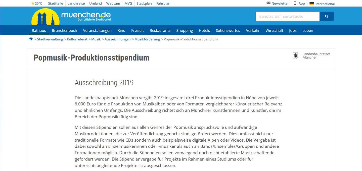 Greift Musikern finanziell unter die Arme: die Stadt München