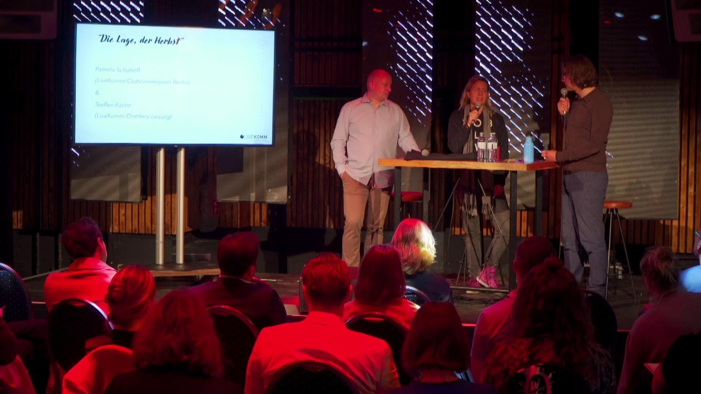 Diskutierten beim Club-Gipfel (von links); die LiveKomm-Vorstände Steffen Kache, Pamela Schobeß und Gunnar Geßner