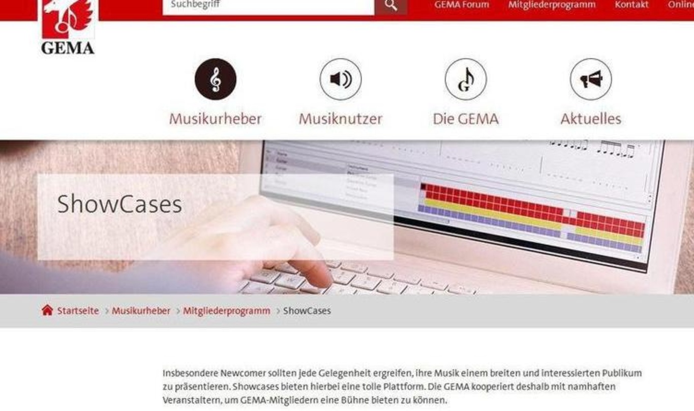 Wird weiter ausgebaut: Das Showcaseprogramm der GEMA