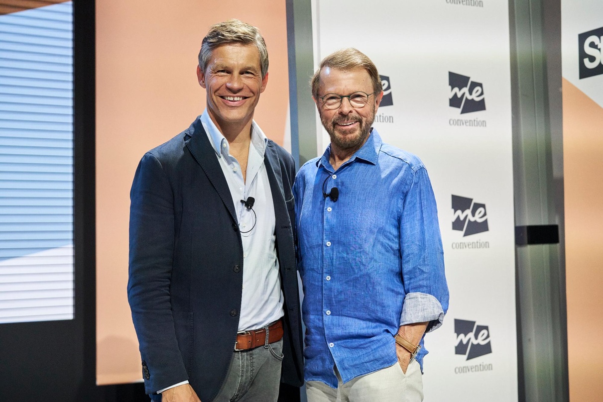 Sprachen auf der me Convention in Stockholm: Frank Briegmann (President & CEO Central Europe Universal Music Group, links) und Abba-Mitbegründer Björn Ulvaeus