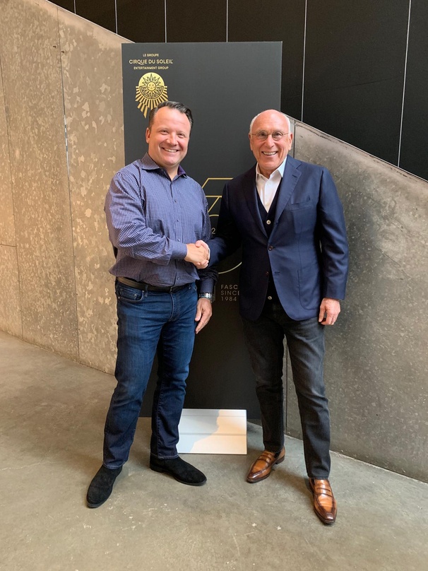 Partner: Finn Taylor (links, Senior Vice President Touring Shows Cirque du Soleil) und Marek Lieberberg (CEO Germany, Austria, Switzerland Live Nation)