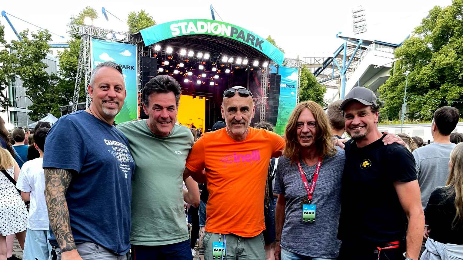 Zeichnen verantwortlich für die Organisation des Stadionpark Open Airs (von links): Michael Pröbster, Guido Glöckler, Axel Ballreich, Peter Harasim und Bernhard Chapligin (alle Concertbüro...