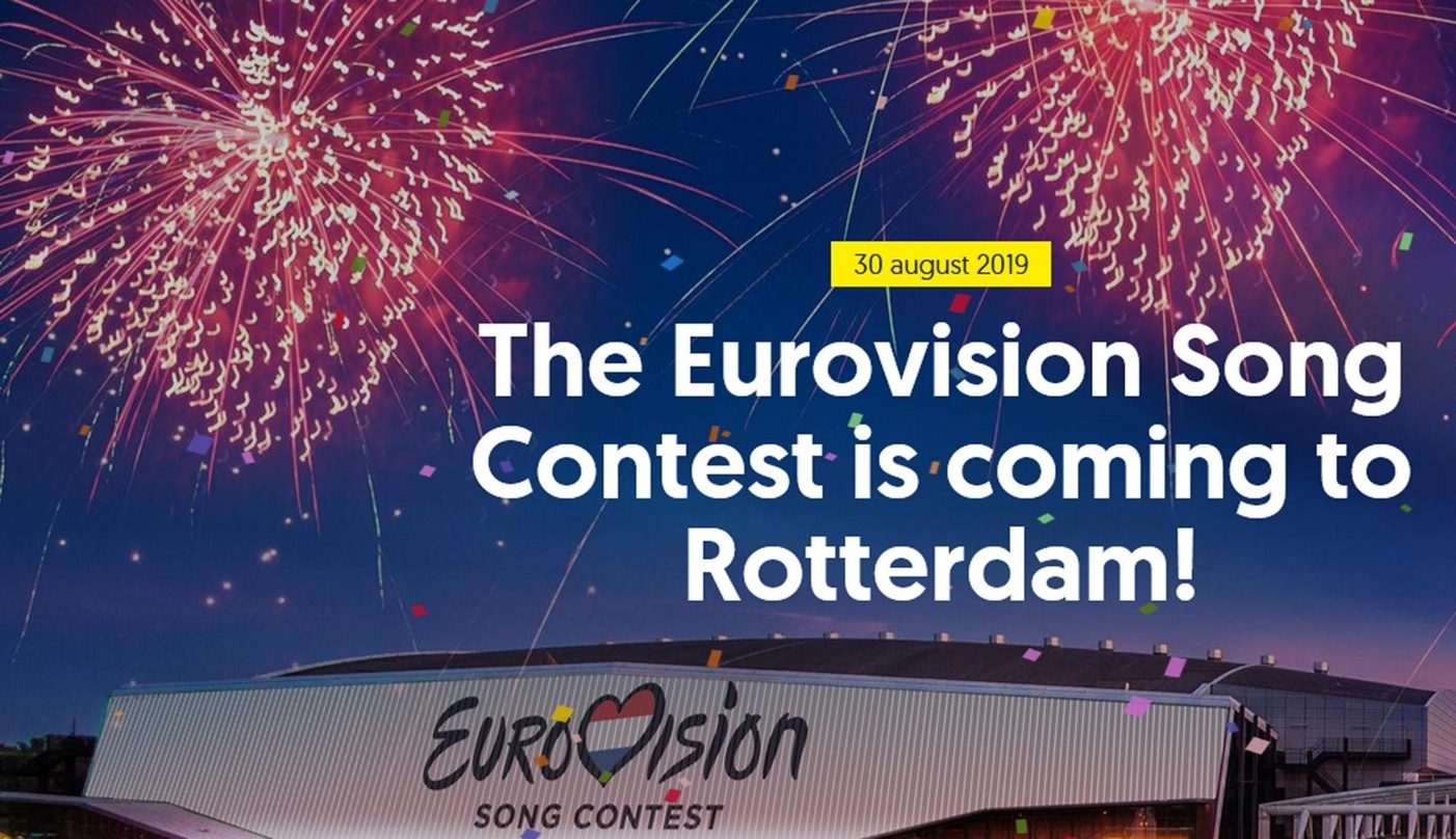 Verbreitet noch Optimisus: ein Plakat für den ESC 2020 in der Ahoy Arena Rotterdam