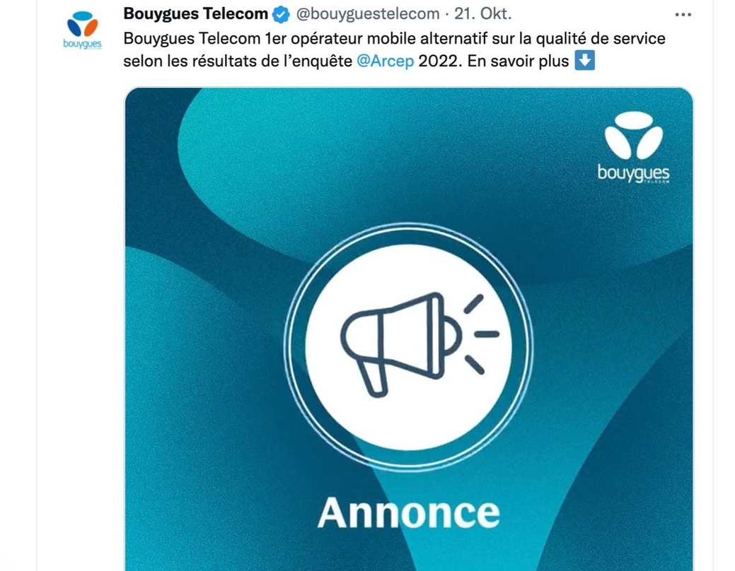 Soll bald auch das Deezer-Musikabo im Angebot haben: eine Onlinewerbung der Mobilfunker von Bouygues Telecom