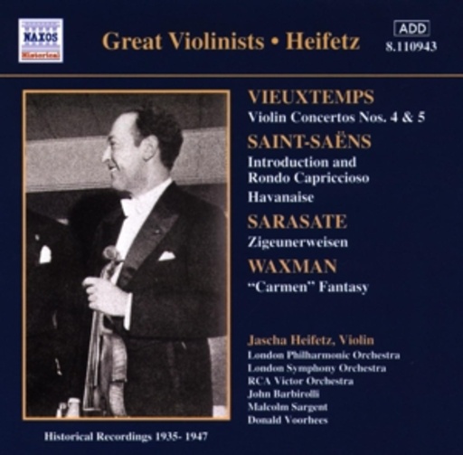 Jascha Heifetz/John Barbirolli/Malcolm Sargent/... – Vieuxtemps: Violin Concertos Nos. 4 & 5/Saint-Saens: Introduction ...
