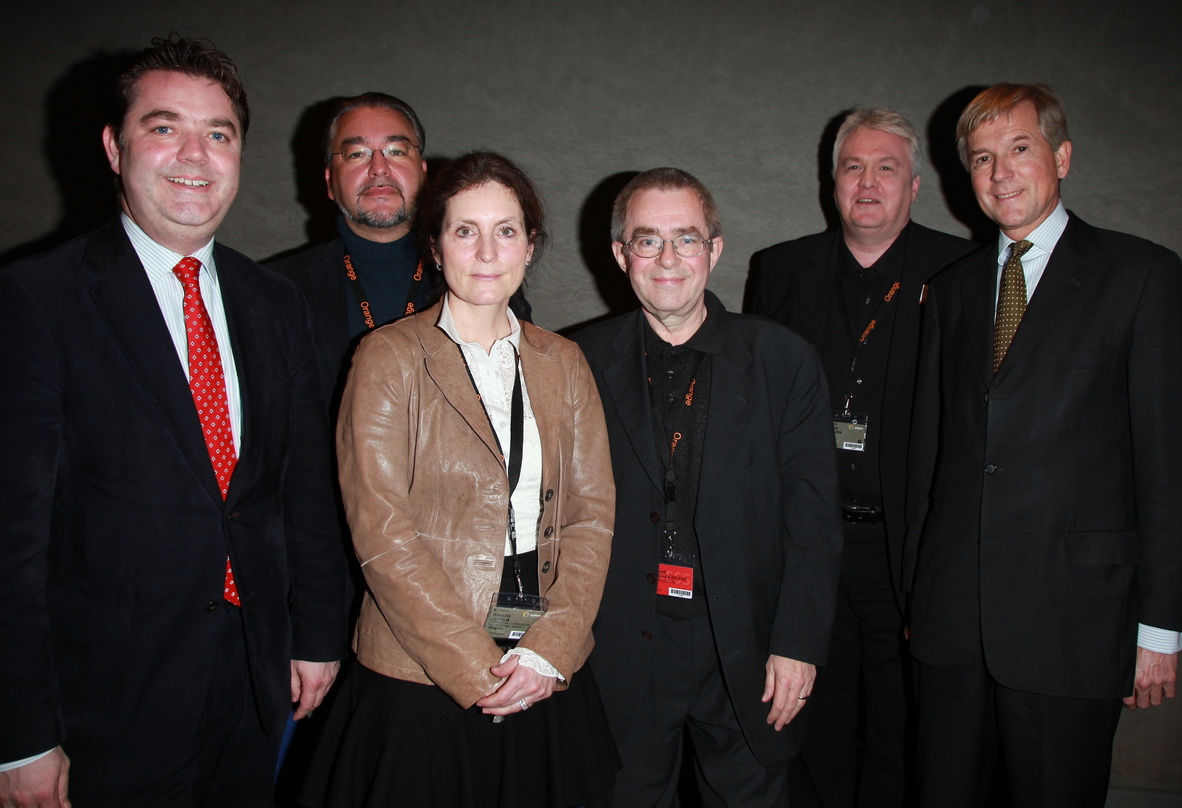 Diskutierten auf der Midem 2012 über "Lost Property - The Future Of Collective Rights Management In The EU" (von links): Ansgar Heveling (CDU), Alfons Karabuda (ECSA - European Composer an...