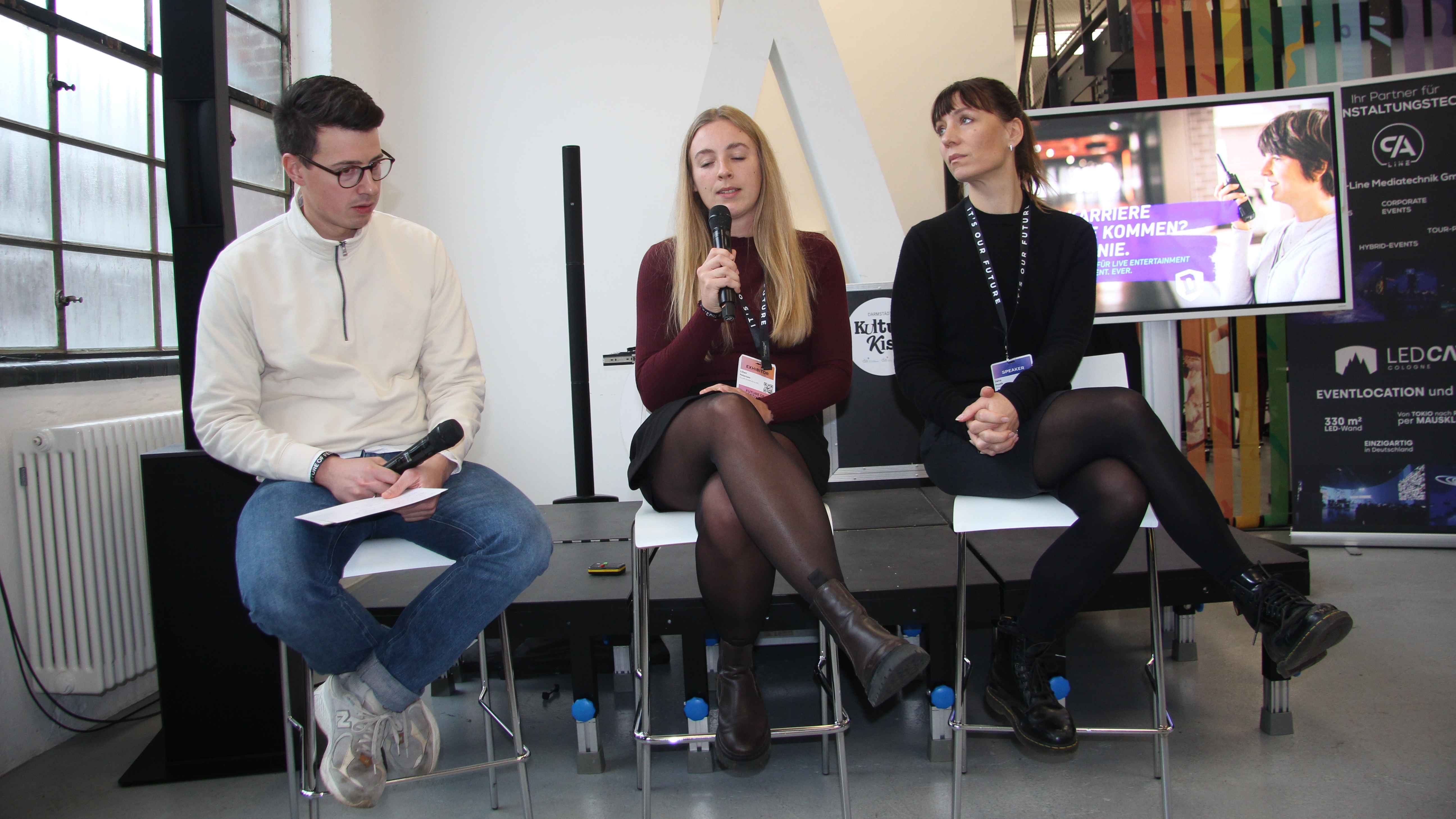 Stellten D.College bei Future of Festivals in Berlin vor (von links): Hendrik Hußmann (D.Live), Lilian Petersen (D.College) und Jana Posth (PRK DreamHaus).