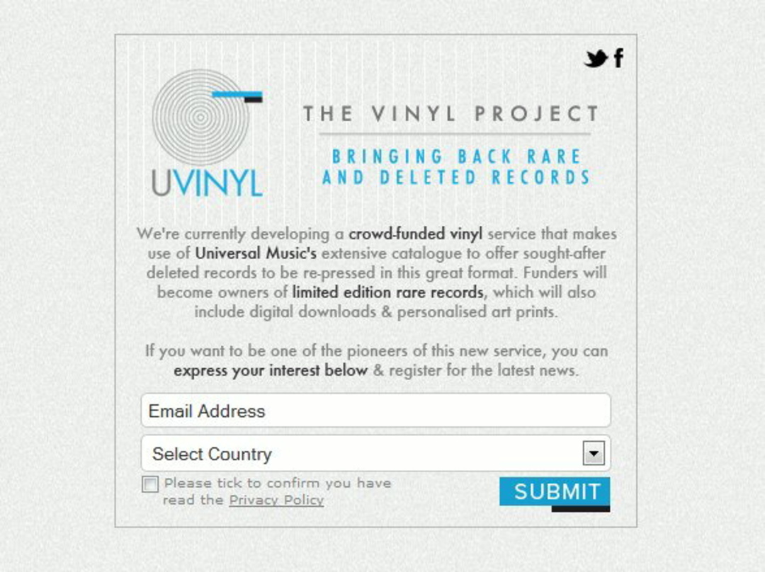 Ein interessantes und für den Hersteller wenig risikobehaftetes Vorbestellmodell: Das "Vinyl Project" von Universal Music