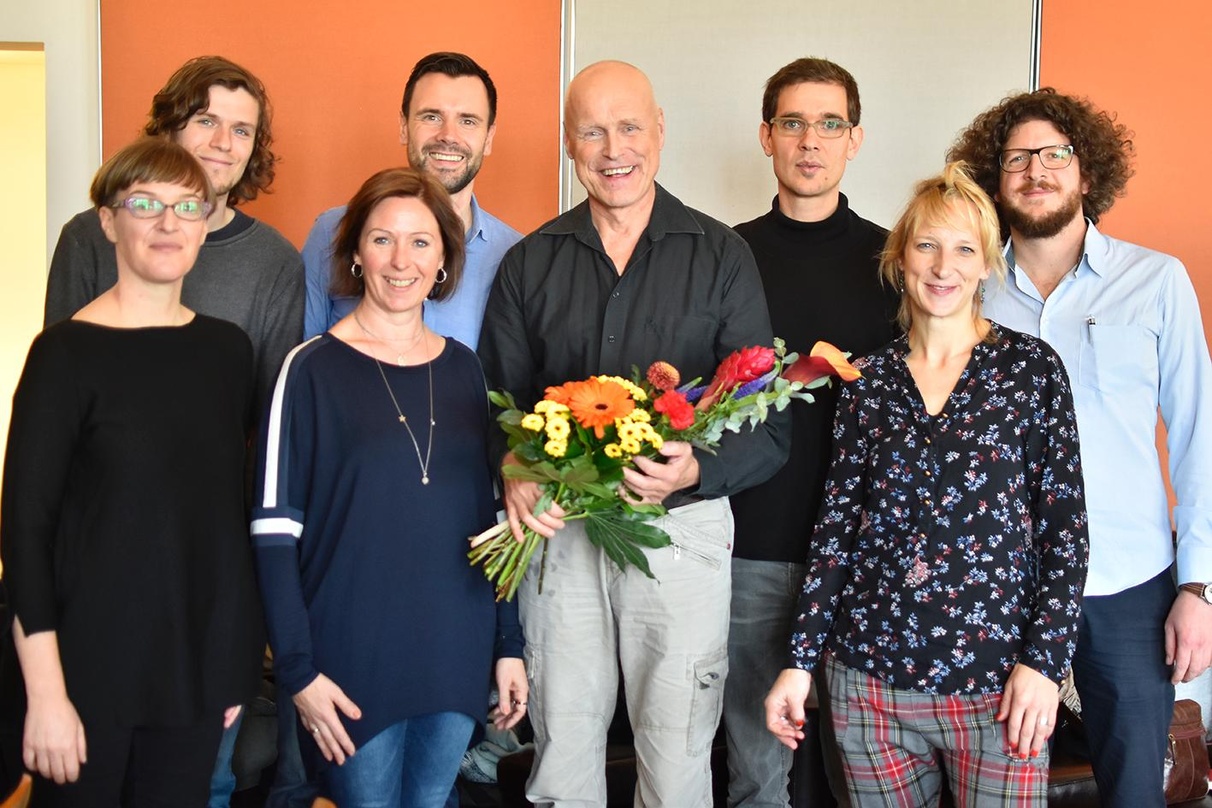 Der UDJ-Vorstand mit altem und neuem Vorsitzenden sowie der Geschäftsführung (von links): Silke Eberhard, Benjamin Schaefer, Anette von Eichel, Felix Falk, Gebhard Ullmann, Nikolaus Neuser...