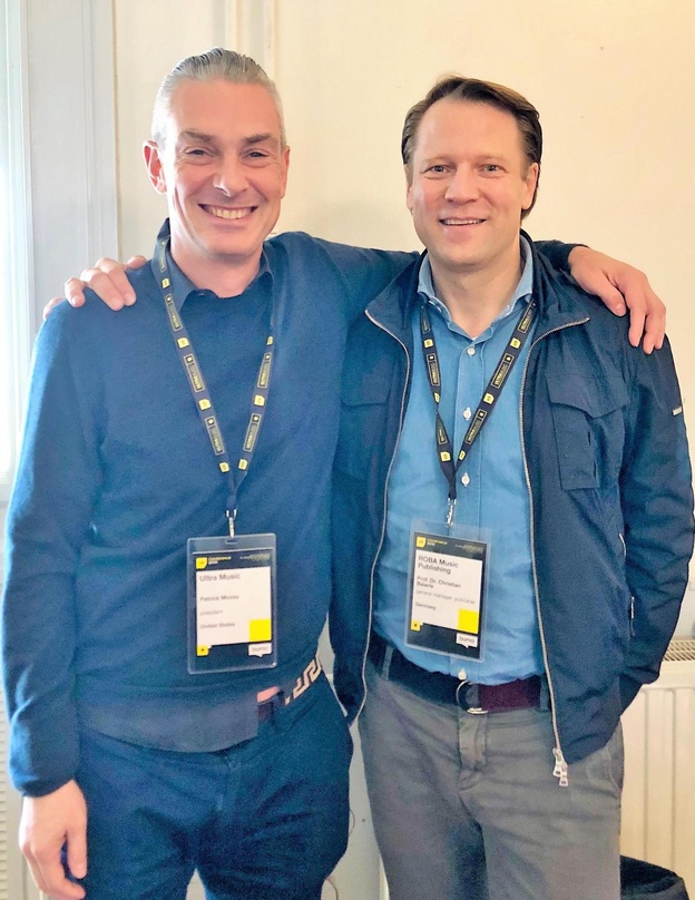 Trafen sich auf dem Amsterdam Dance Event: Patrick Moxey (Gründer und CEO Ultra Records & Publishing, links) und Christian Baierle (Geschäftsführer Roba)