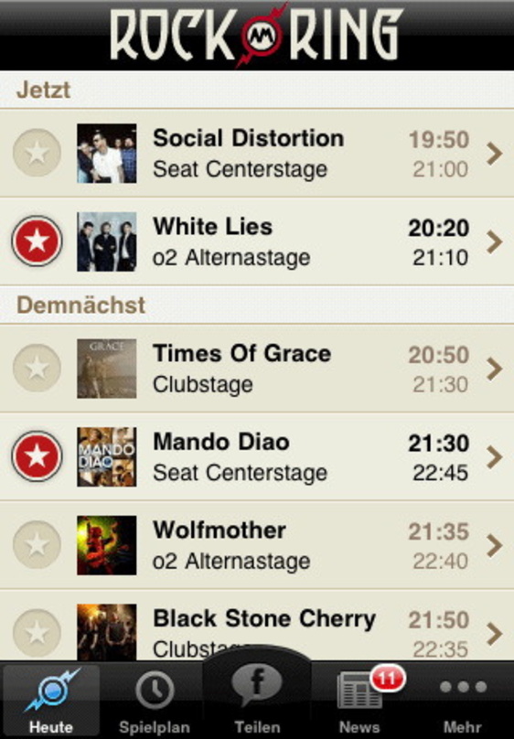 Nützlicher Service: die iPhone-App zu Rock am Ring