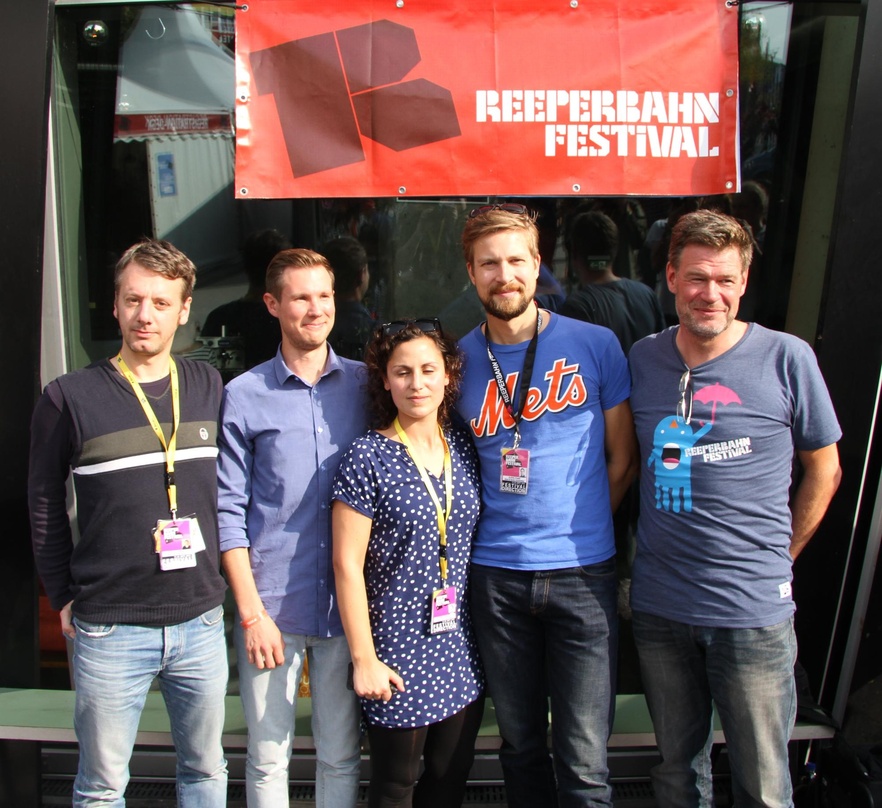 Bereiten bereits das Jubiläum des Reeperbahn Festivals 2015 vor (von links): Detlef Schwarte (Reeperbahn Festival), Tuomo Tähtinen (Music Finland), Elena Voskuhl, Björn Pfarr und Alex Schu...