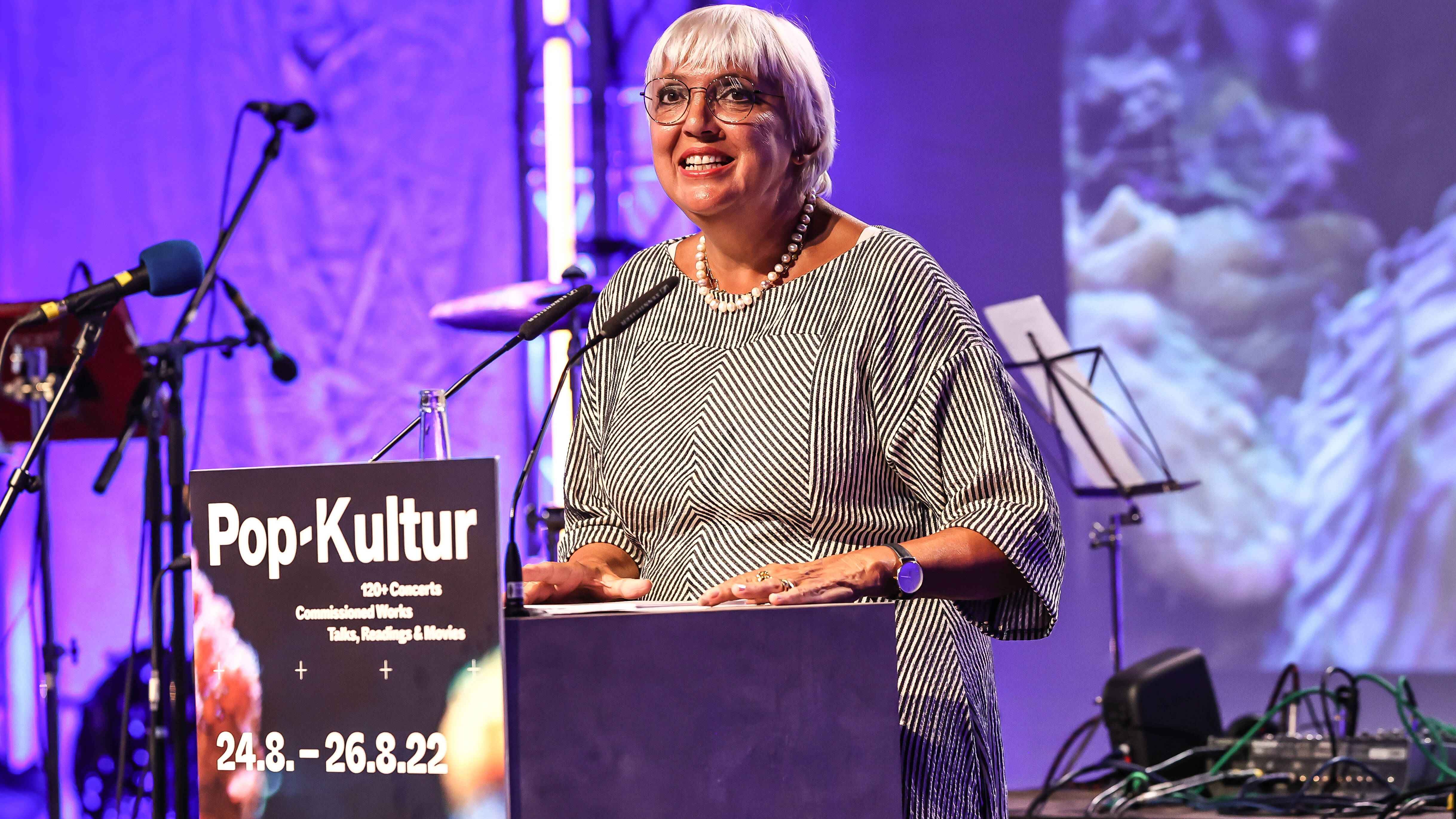 Eröffnet erneut das Pop-Kultur Festival in Berlin: Claudia Roth, hier bei ihrer Eröffnungsrede 2022.