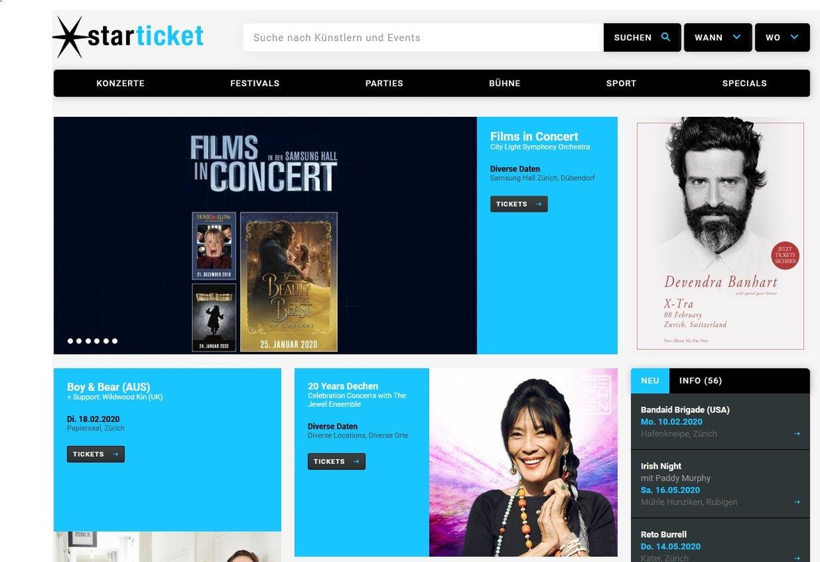Mit fünf Millionen verkauften Tickets pro Jahr ein lukrativer Zukauf für See Tickets: die Schweizer Ticketing-Plattform Starticket
