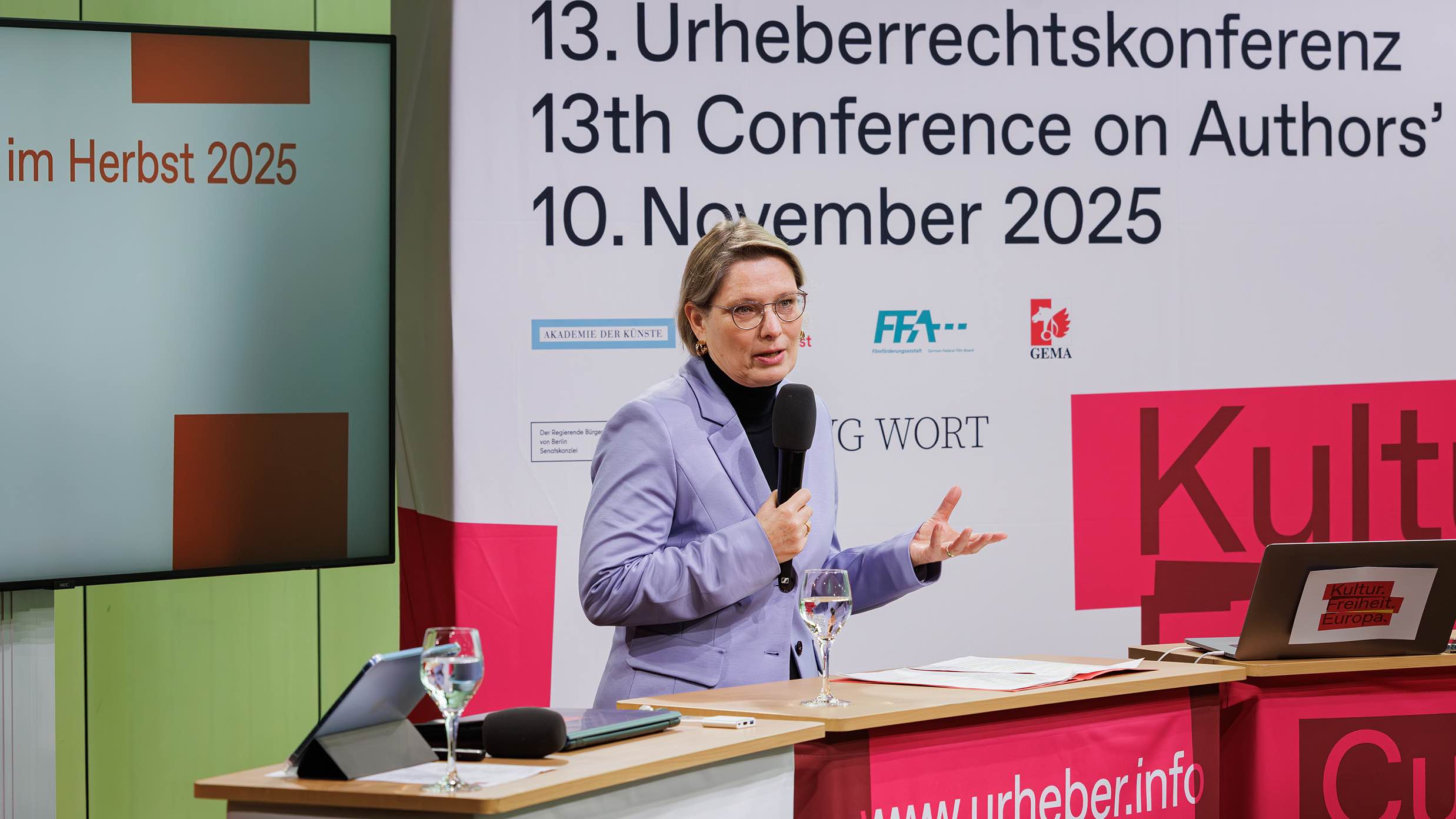 Hielt im Rahmen der 13. internationalen Urheberrechtskonferenz der Initiative Urheberrecht eine Keynote: die Bundesministerin der Justiz und für Verbraucherschutz, Stefanie Hubig.