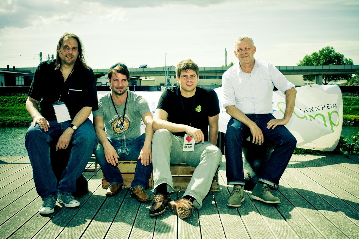 Luden zum Future Music Camp 2012 (von links): Alexander Endress, Daniel Schlender, Ryan Rauscher und Hubert Wandjo