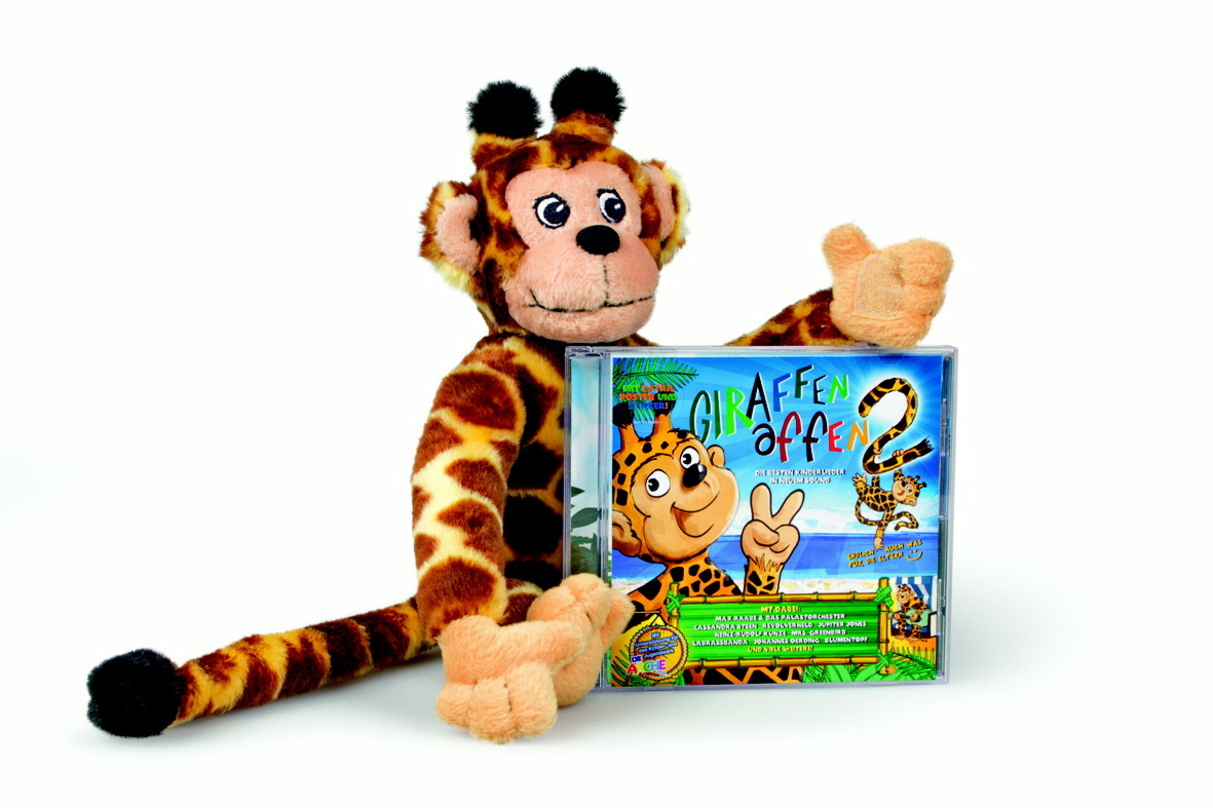 Süße Wesen mit eigener Produktwelt: Zur Lieder-CD "Giraffenaffen 2" erscheinen auch zwei Hörspiele für Kinder ab vier Jahren