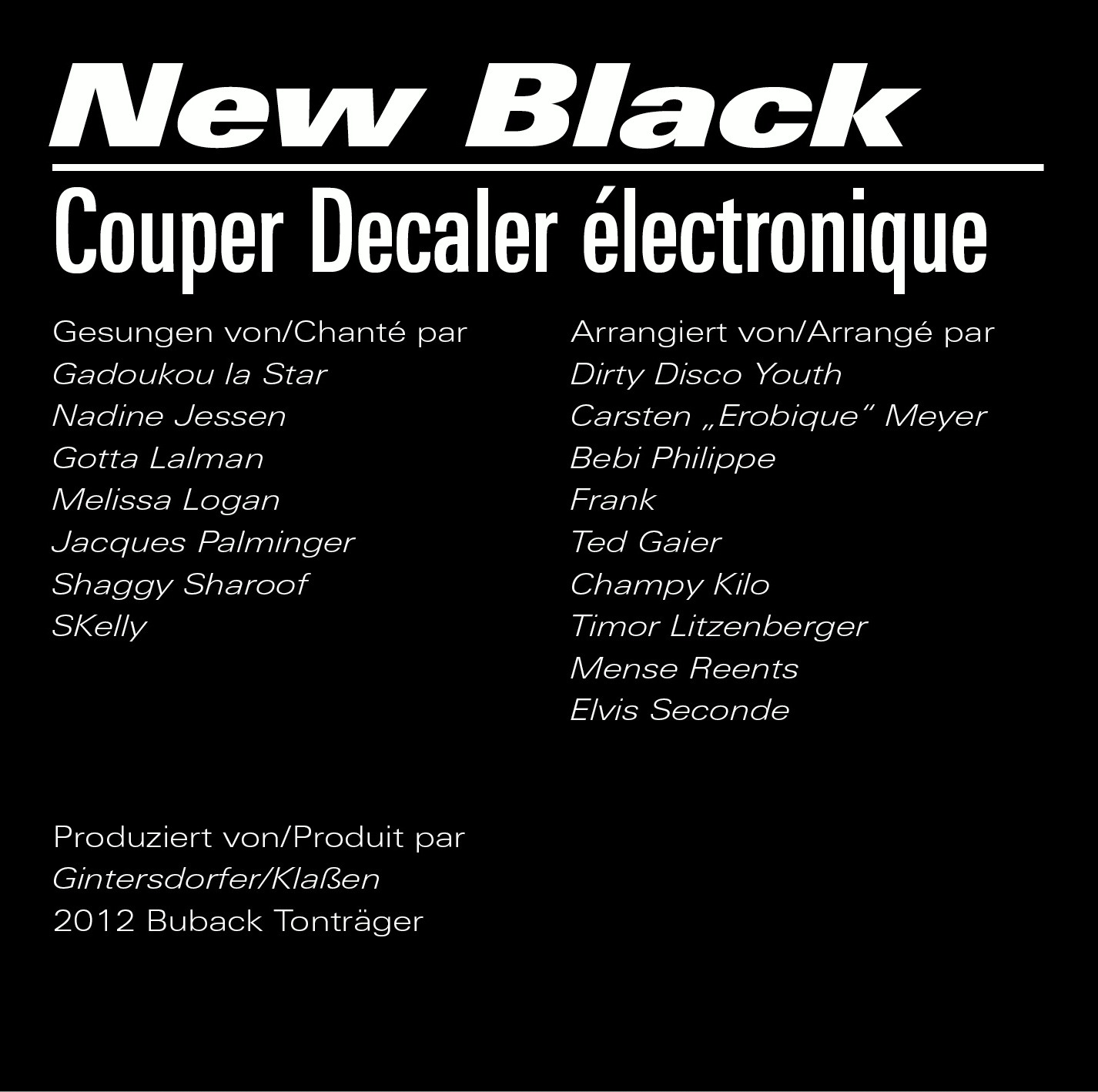 Diverse – New Black: Couper Decaler électronique