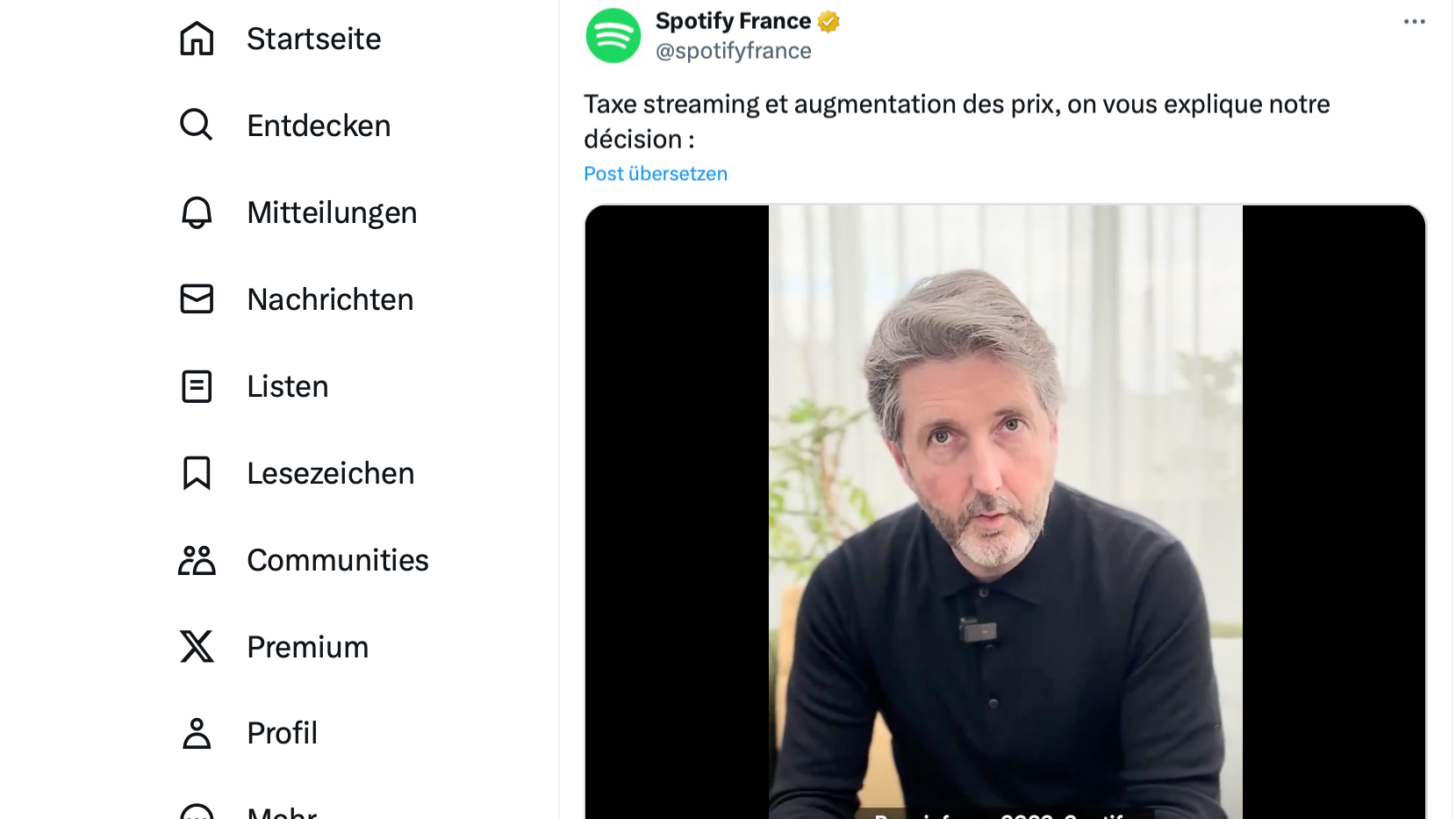 80d51d52 767b 4ae7 bc2d 4882eee732ac Erläutert seine Sichtweise mit einem Videobeitrag auf den X-Seiten von Spotify France: Frankreichs Spotify-Chef Antoine Monin.