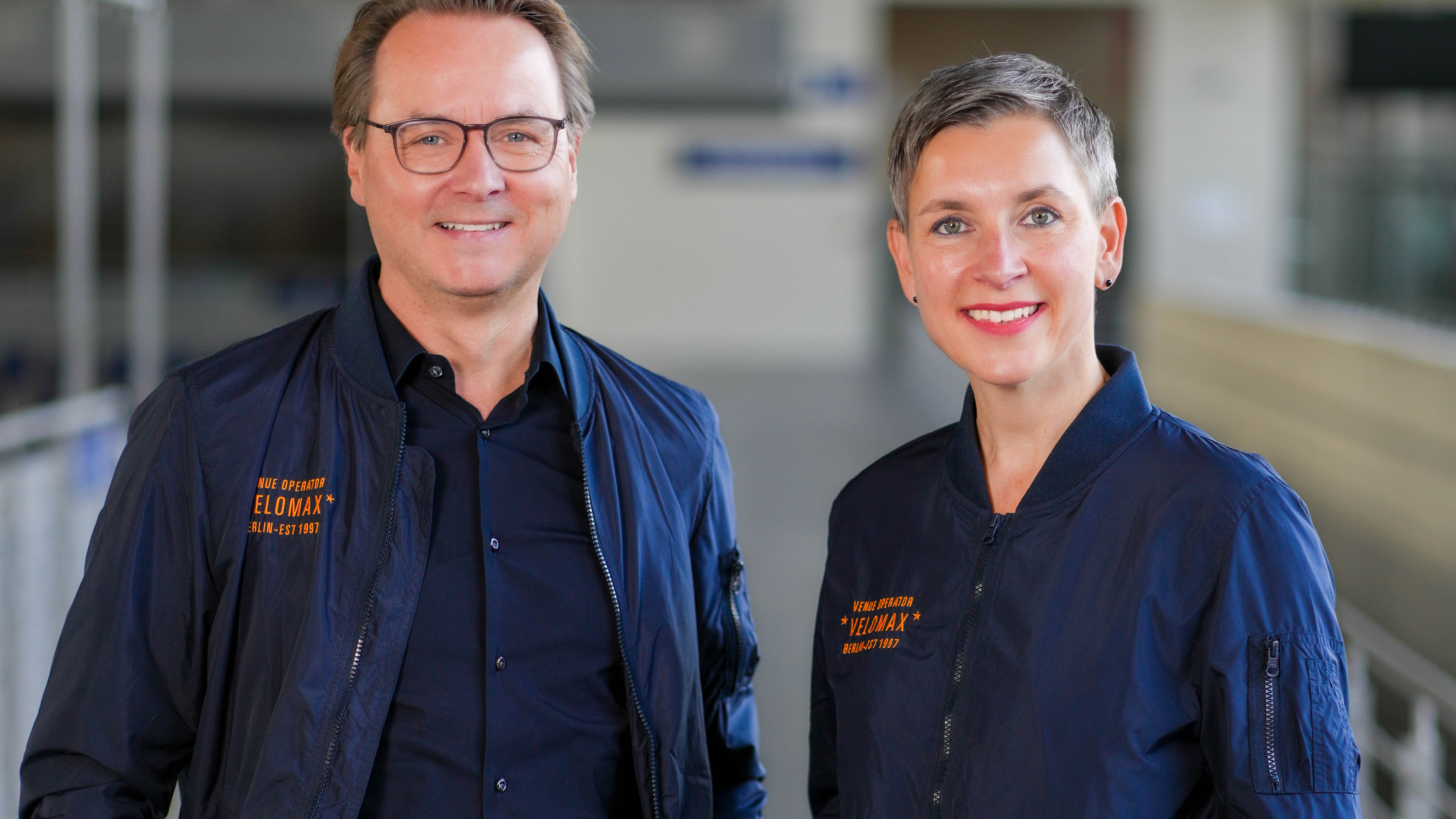 Haben mit Velomax erneut den Zuschlag für die beiden Spielstätten Max-Schmeling-Halle und Velodrom erhalten: das Geschäftsfühungs-Duo Sebastian Rüß und Sybil Franke.
