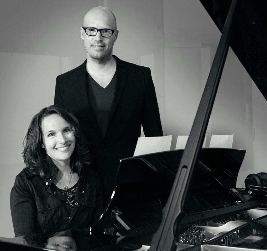 Bei den Klavieraufnahmen für "Opus": Christopher von Deylen mit Hélène Grimaud