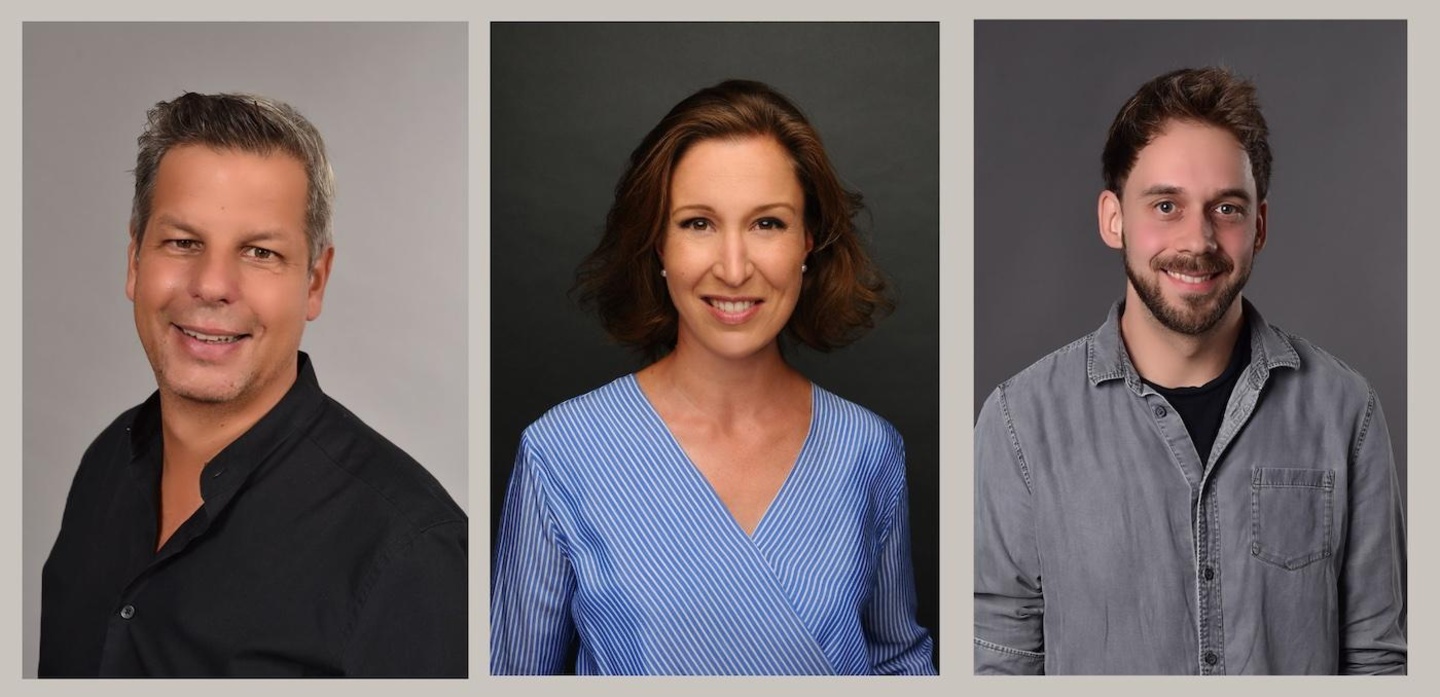 Das Managementteam von Energie Musik: Geschäftsführer Ken Otremba (links), Birte Goldbrunner (Senior Director Marketing & Promotion) und A&R Florian Schrödter