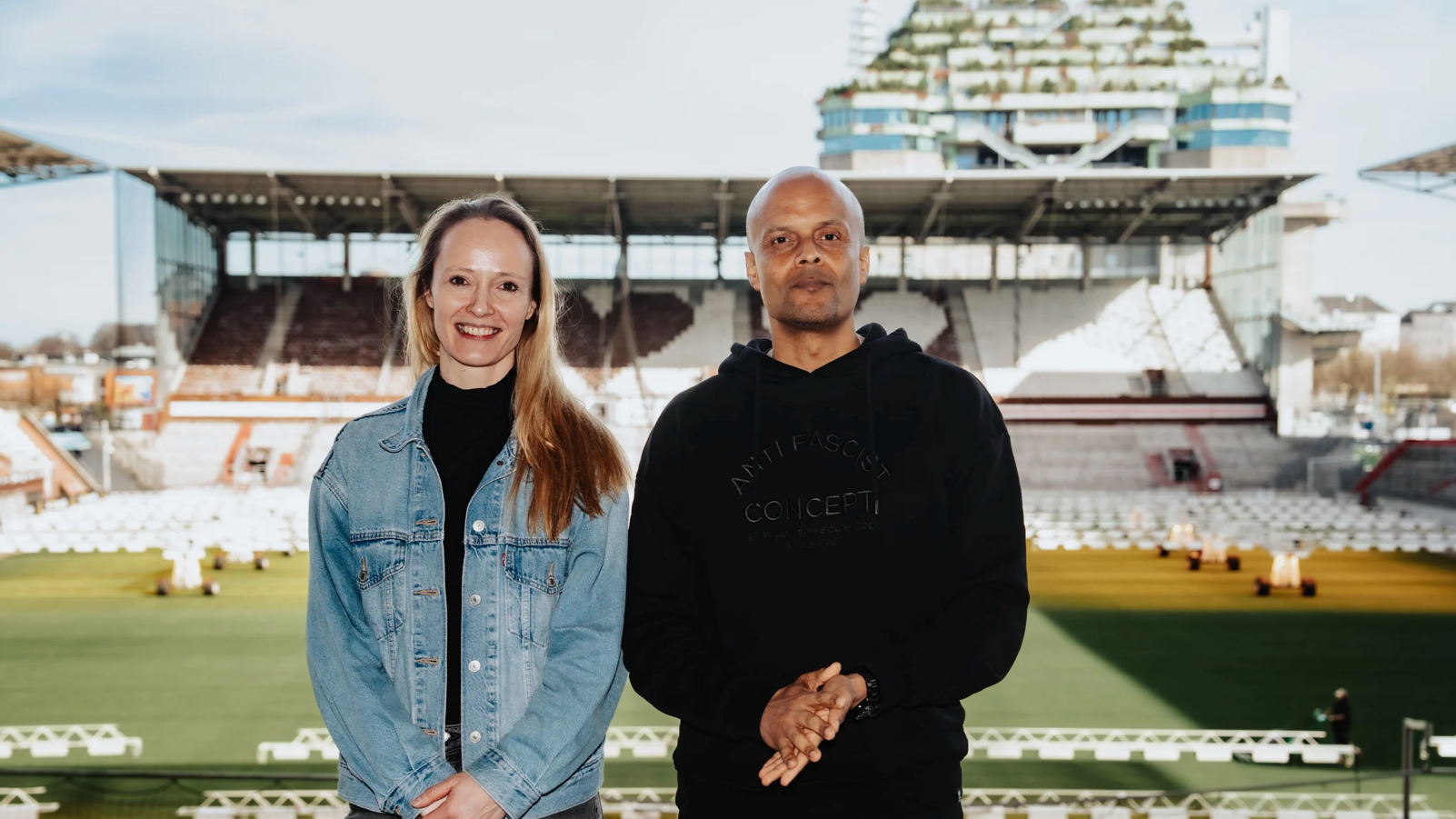 818281b3 6cbc 40a6 bd36 ecfd96341034 Bilden künftig beim FC St. Pauli ein Team: Hanna Obersteller und Patrick Mushatsi-Kareba, hier im Millerntor-Stadion.