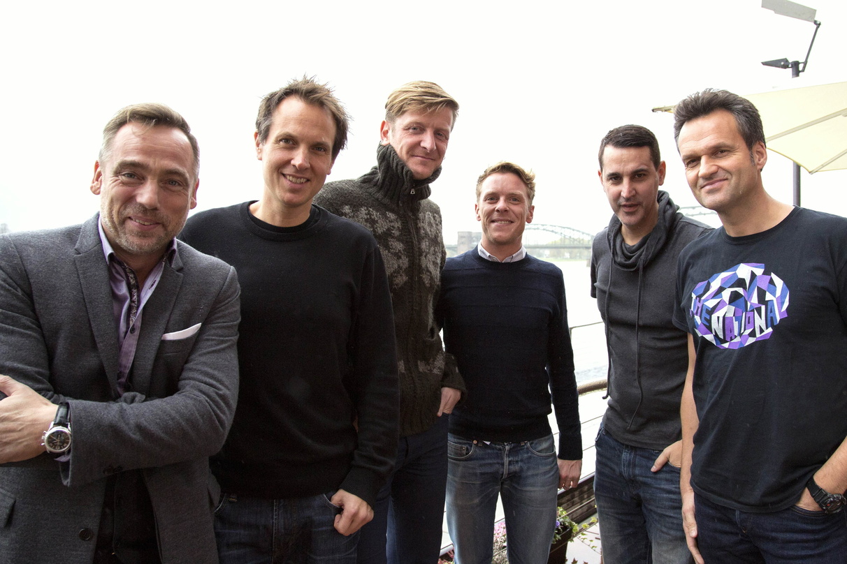 Trafen sich in Köln (von links): Jens Thele (Managing Director Kontor Records), Piet Blank (Geschäftsführer Soundcolours Plus), Ozark Henry, Robbe Demuynck (Management Ozark Henry), René R...