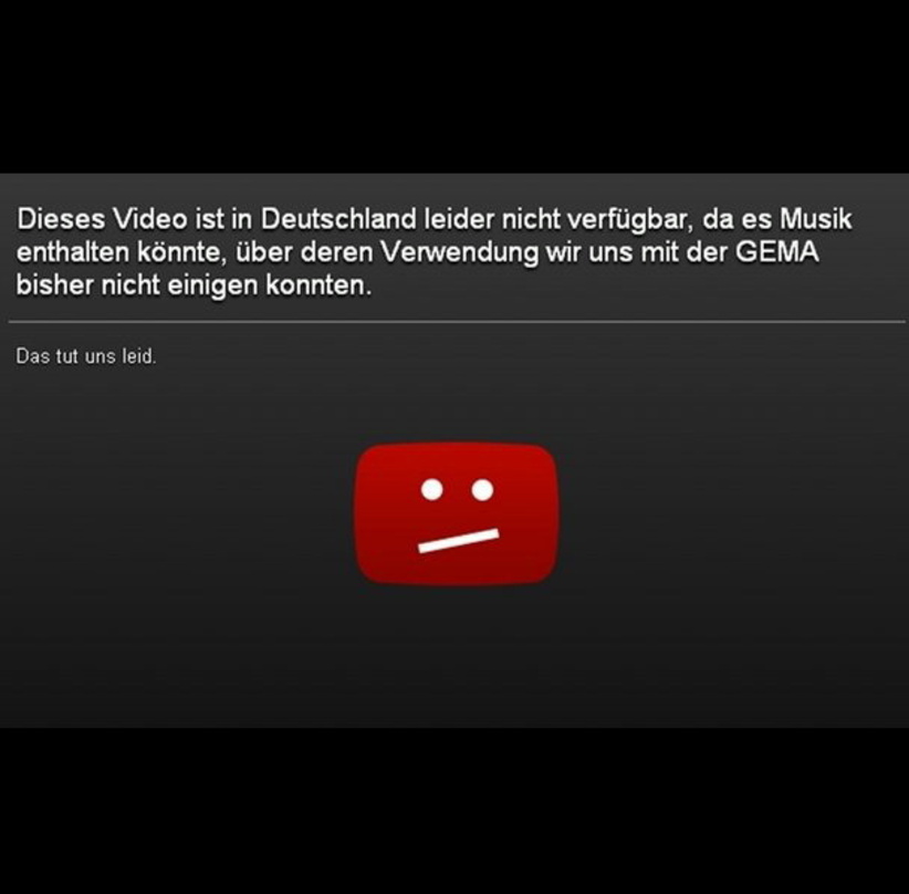 Enthält nun einen leicht geänderten Text: die GEMA-Sperrtafel von YouTube