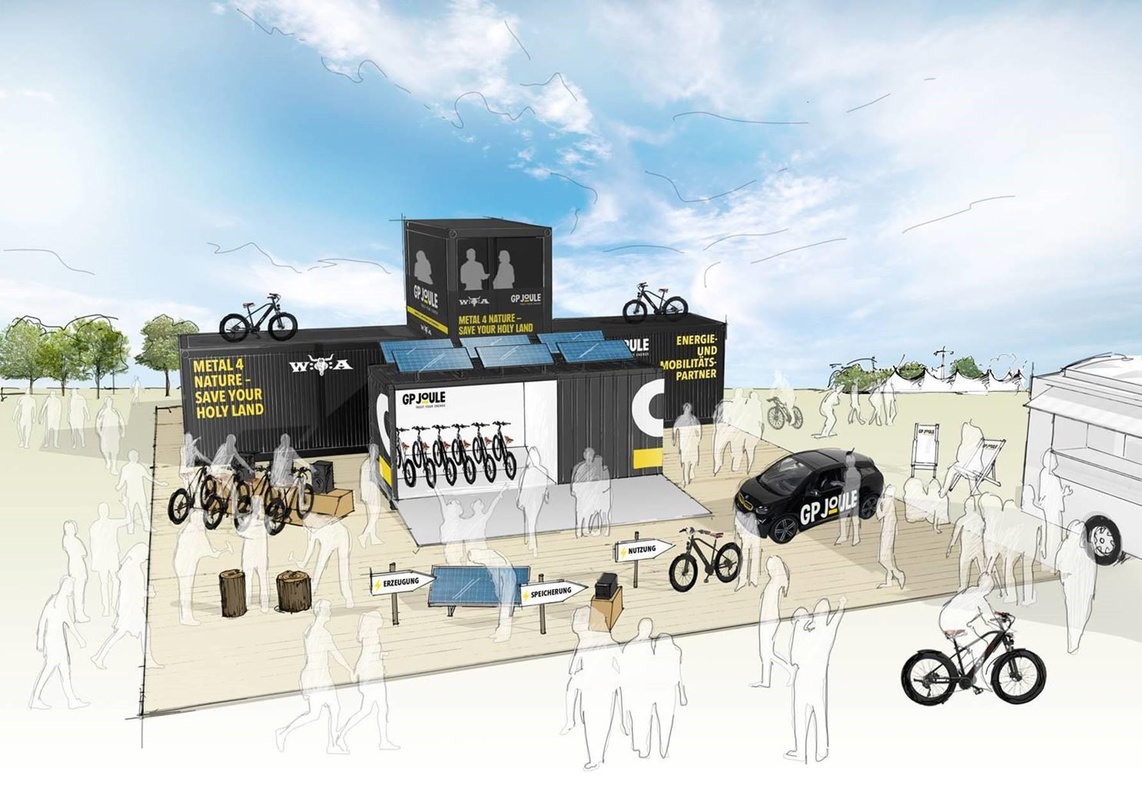 Soll die Wacken-Besucher über Nachhaltigkeit informieren: der Energy Hub von GP Joule beim Wacken Open Air