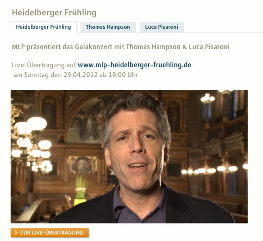 Mit dem Abschlusskonzert des Heidelberger Frühlings auch online zu sehen: Thomas Hampson