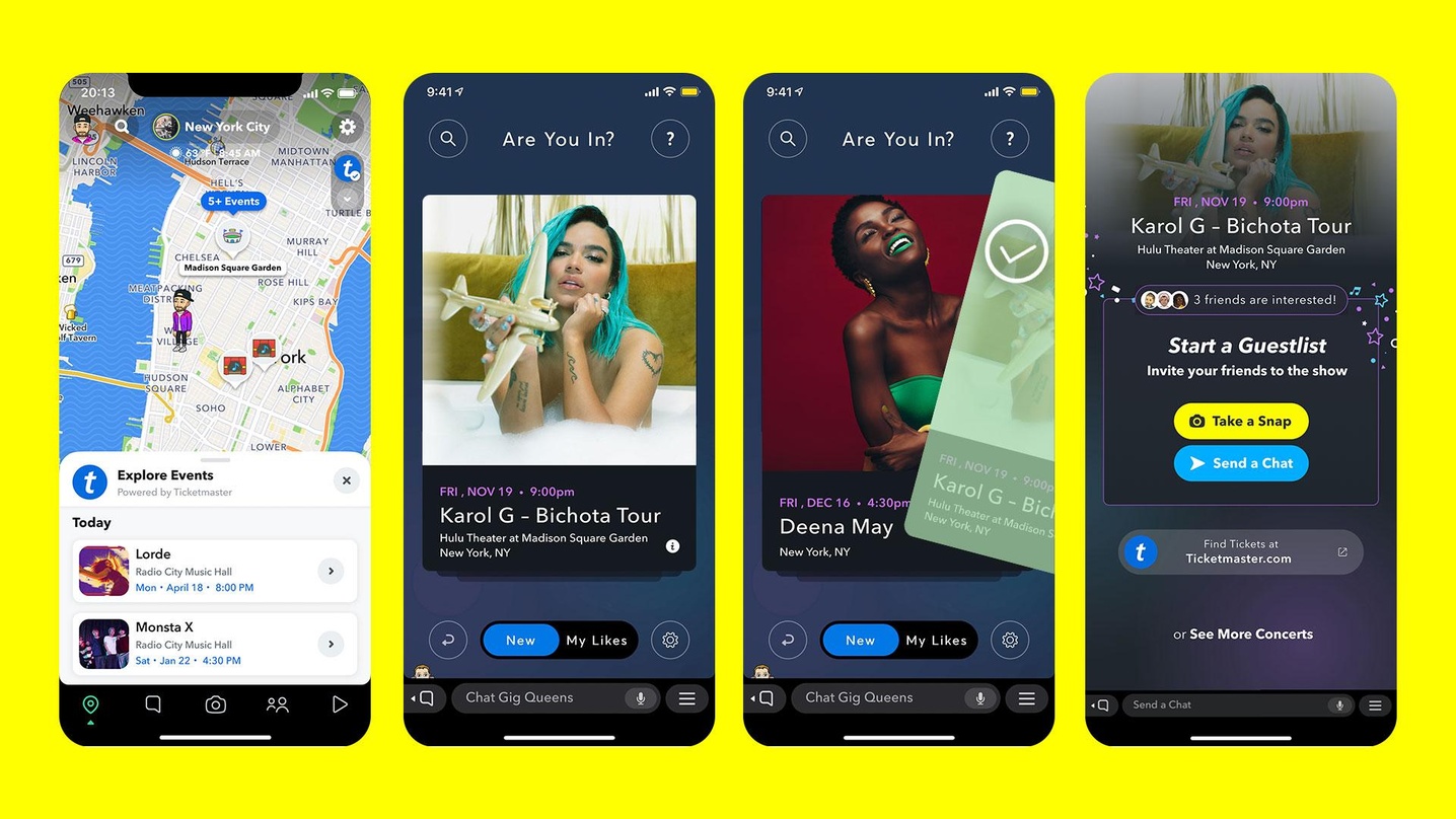 Arbeiten nun miteinander: Ticketmaster und Snapchat
