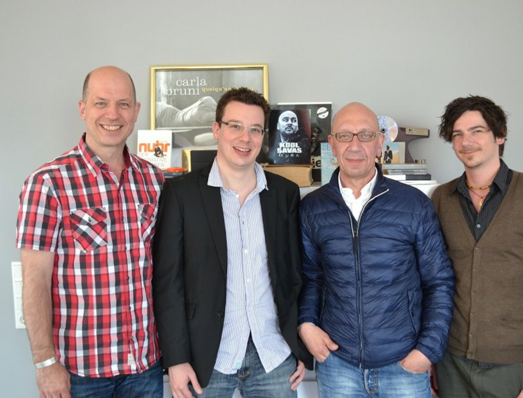 Neue Partner (von links): Torsten Goebel (Sales-Marketing, Atiye), Martin Frei (Manager Atiye, Geschäftsführer Karakter Music), Kurt Erping (Geschäftsführer tonpool) und Alexander Lamprech...