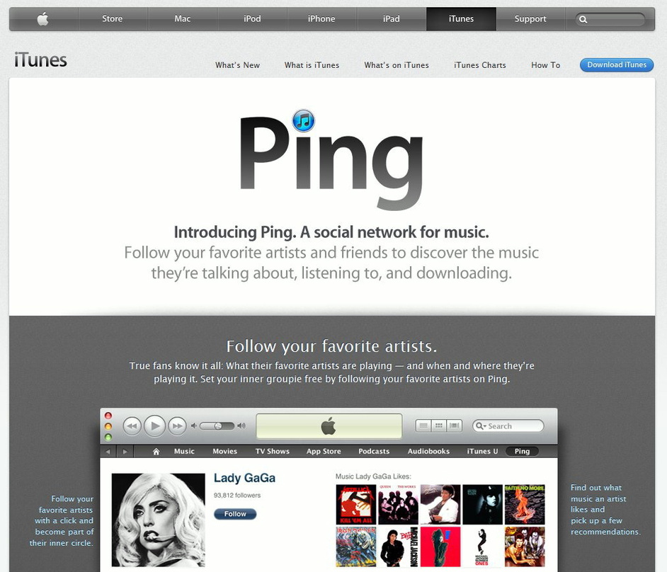 Scheint bei Apple keine große Zukunft zu haben: Das Ping-Netzwerk im iTunes-Umfeld