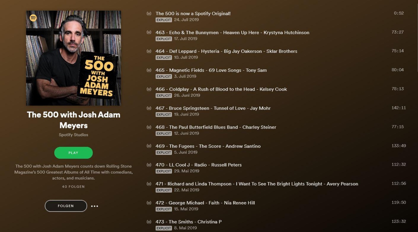 Ist bei Spotify angekommen: "The 500 With Josh Adam Meyers"