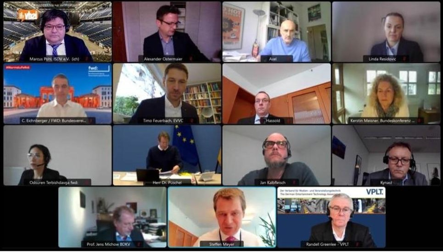 Diskutierten bei einer Videokonferenz: die Liveverbände und die Politik