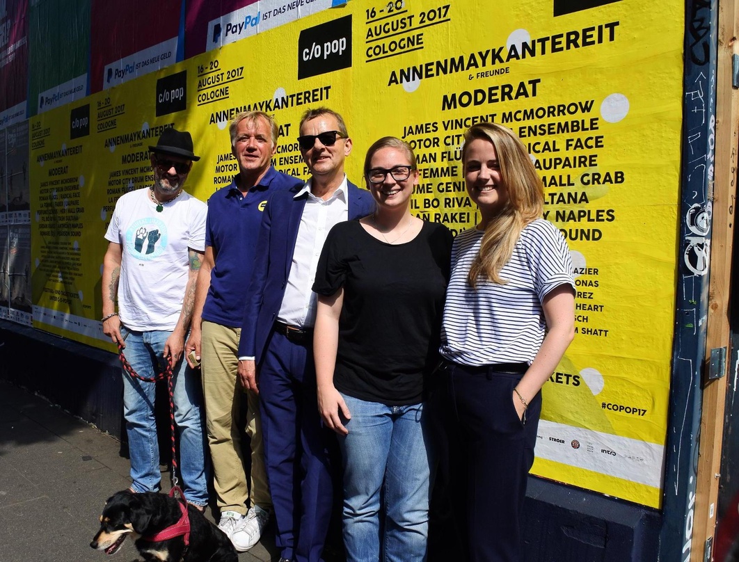 Machen in Köln zur c/o pop wieder gemeinsame Sache (von links): Frank Steinert (Geschäftsführer Supersteini Musikmarketing), Norbert Oberhaus (CEO c/o pop), Arno Hambloch (Leiter Ströer Ku...