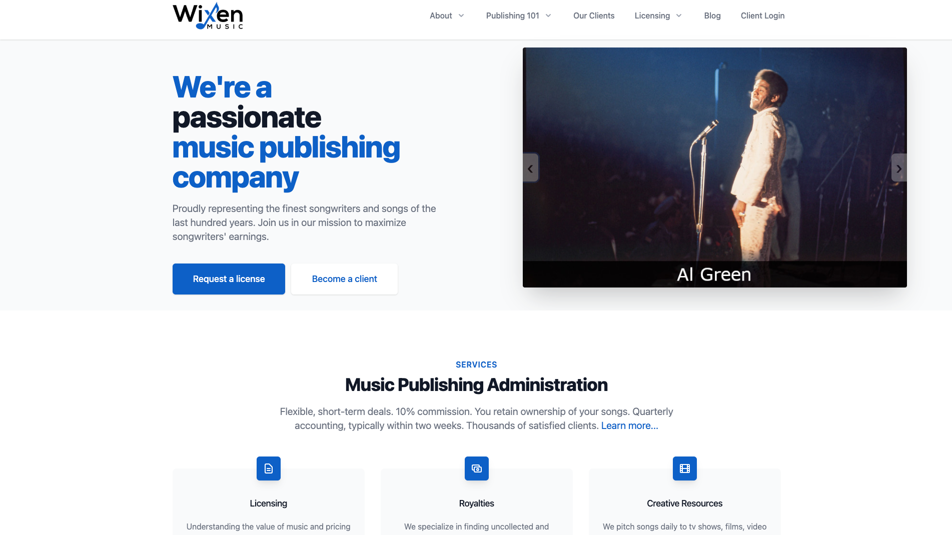 Bezeichnet sich auf seiner Website als "leidenschaftlichen" Verleger: Wixen Music.