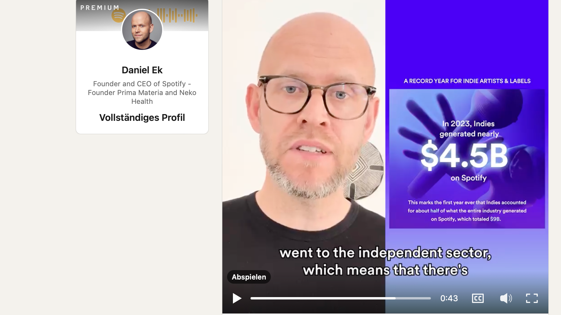 8d9b07aa ebde 4b4f 9ef9 f7aa0baca30a Nennt in einem Erklärvideo bei Linkedin aktuelle Zahlen: Spotify-CEO Daniel Ek.