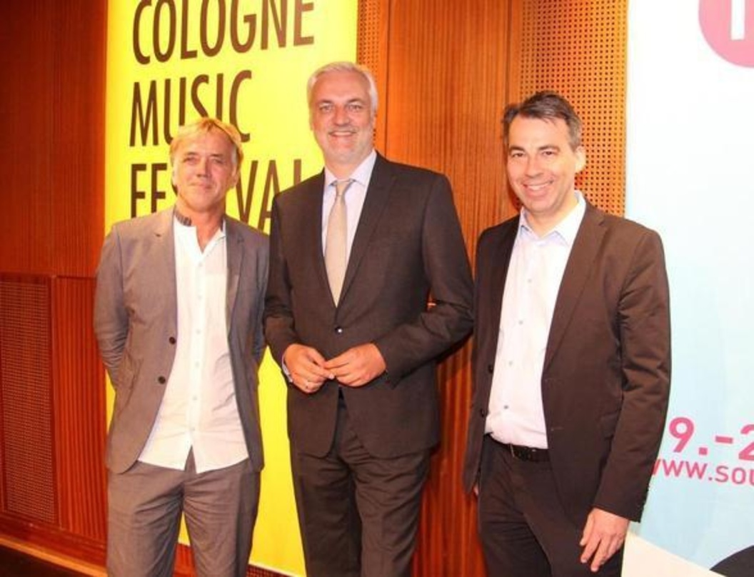 Freuen sich auf c/o pop und SoundTrack_Cologne(von links): Norbert Oberhaus (c/o pop), NRW-Wirtschaftsminister Garrelt Duin und Michael Aust (SoundTrack_Cologne)