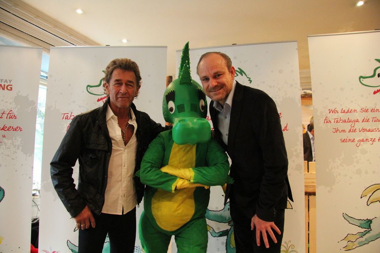 Neue Partner (von links): Peter Maffay, Tabaluga und Markus Schaefer (Content Dome)