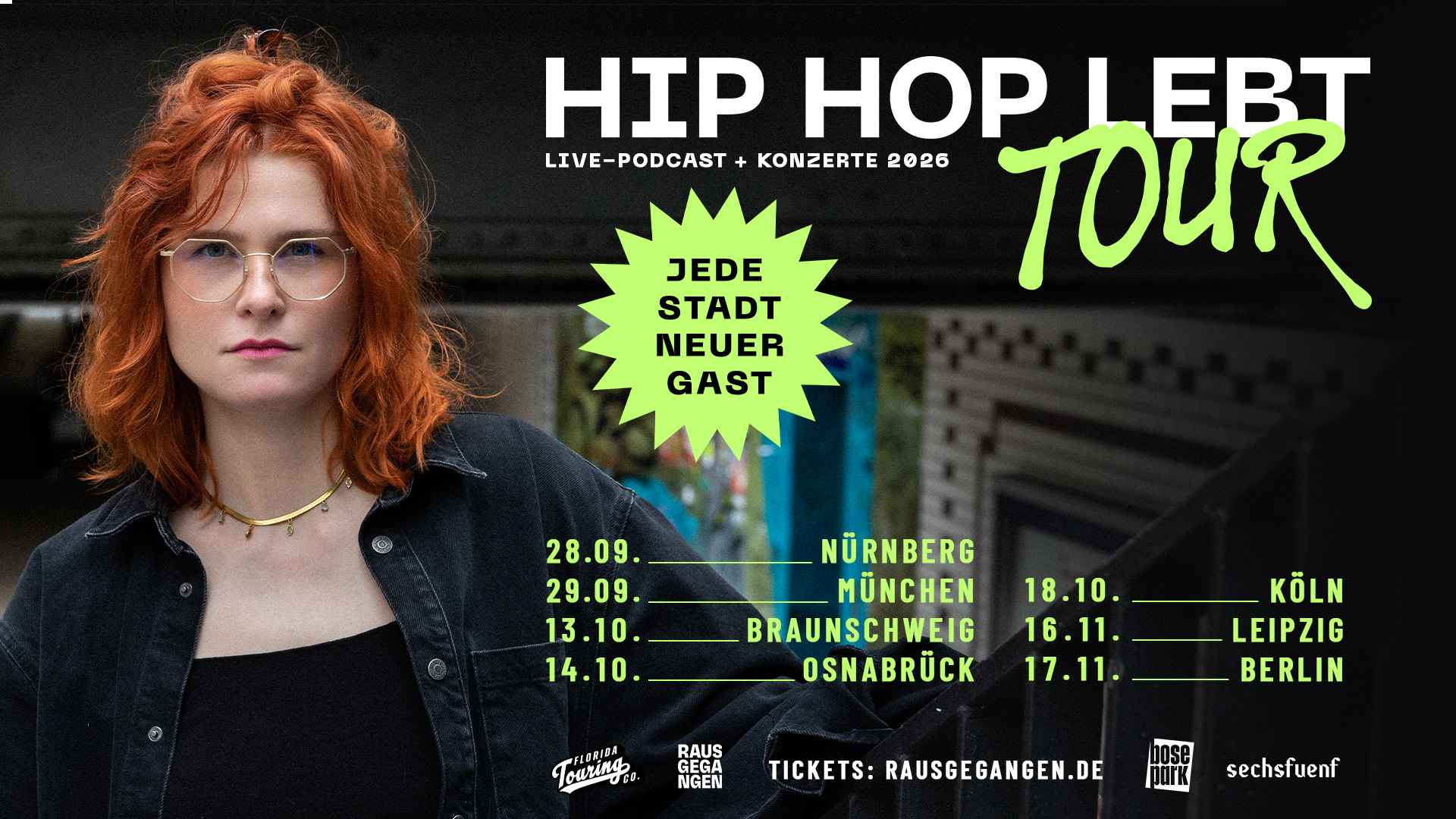 8f8ff4d4 da86 4cb8 b5cb 0306b1986a03 Bringt ihren HipHop-Podcast mit Florida Touring auf die Bühne: Julia Gröschel.