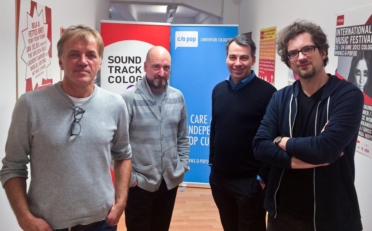 Richten c/o pop und SoundTrack_Cologne 2015 erstmals parallel aus (von links): Norbert Oberhaus, Ralph Christoph, Michael P. Aust (Geschäftsführer SoundTrack_Cologne) und Matthias Hornschu...