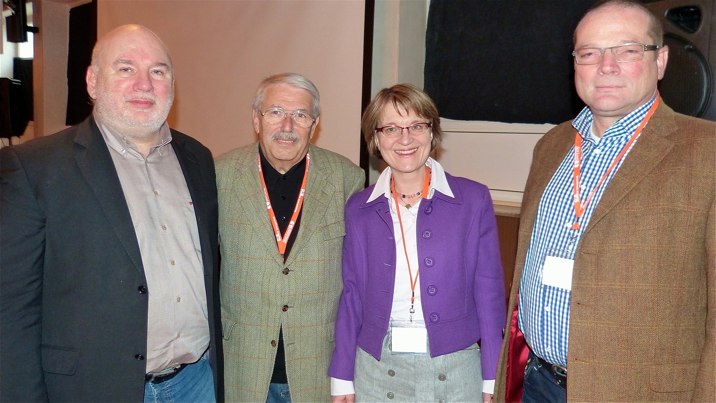 Sorge um die Zukunft (von links): die Komponisten John Groves und Peter Schirmann, Rechtsanwältin Claudia Rossbach und Musikverleger Wolfram Sauter