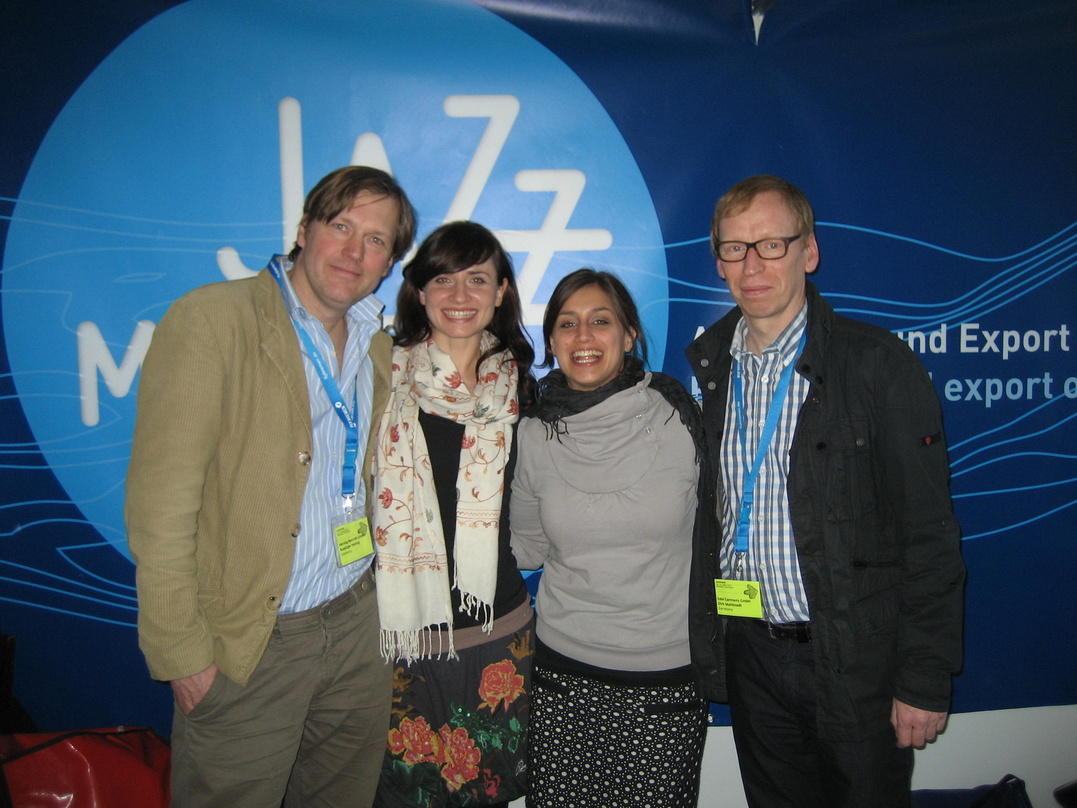 Nutzten die jazzahead! für ein persönliches Treffen: Rüdiger Herzog, Les Brünettes und Dirk Mahlstedt