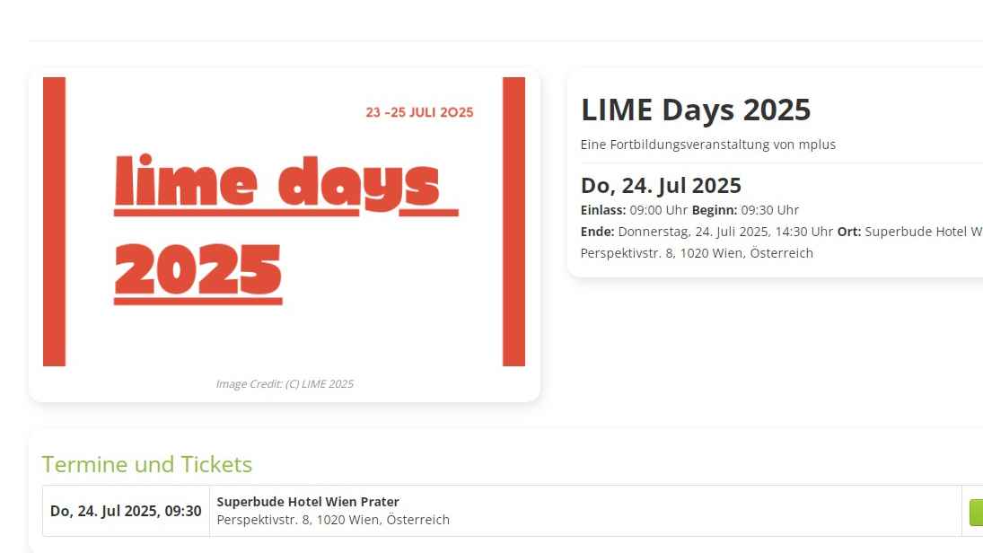 Findet am 24. Juli in Wien statt: das Workshop-Programm der Lime Days